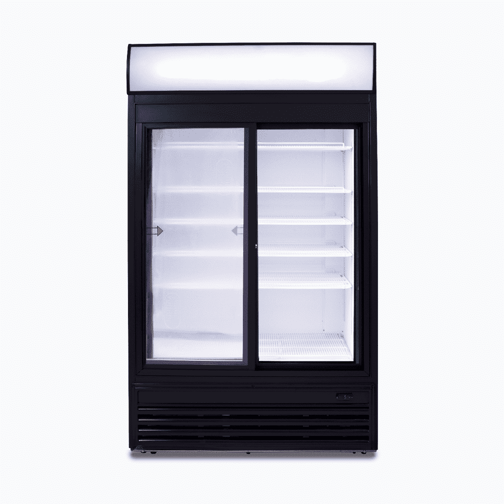 Upright Display Fridge  - 945L - 2 Doors - Sliding - Flat Glass - Lightbox