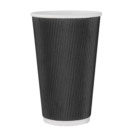 Fiesta Takeaway Coffee Cups Ripple Wall Kraft Black 450ml (Pack of 25) - HospoStore