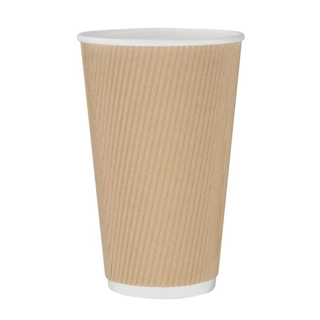 Fiesta Takeaway Coffee Cups Ripple Wall Kraft 450ml (Pack of 500) - HospoStore