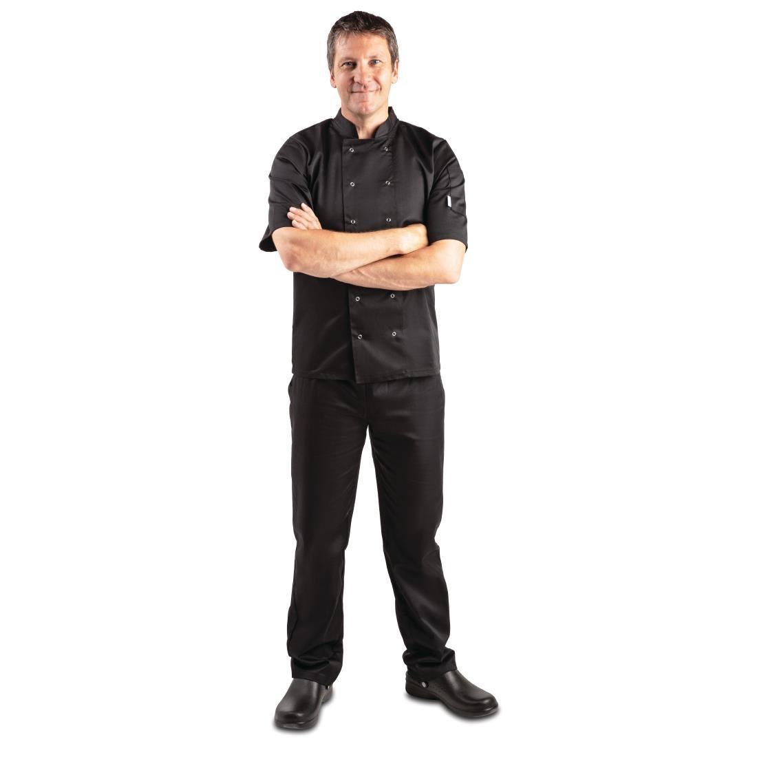 Whites Vegas Unisex Chefs Jacket Short Sleeve Black - HospoStore