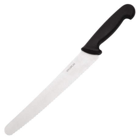 Hygiplas Serrated Pastry Knife Black 255mm - HospoStore