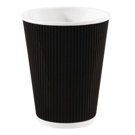 Fiesta Takeaway Coffee Cups Ripple Wall Kraft Black 340ml (Pack of 25) - HospoStore