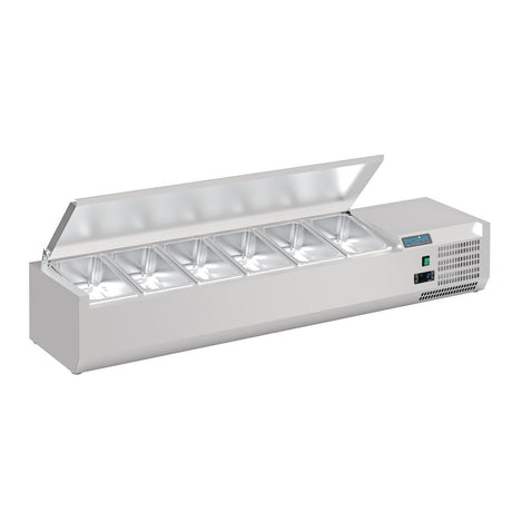 Polar DA680-A Polar G-Series Refrigerated Servery Topper with Lid St/St - 6x GN 1/4 1.4m - HospoStore