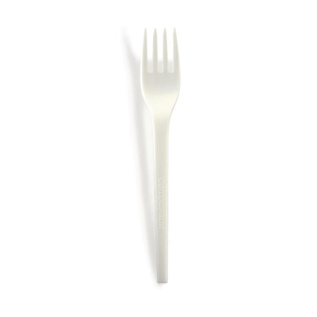BioPak FK417 BioPak Bio Cutlery PLA Fork White - 16.5cm 6 1/2" (Box 1000) - HospoStore