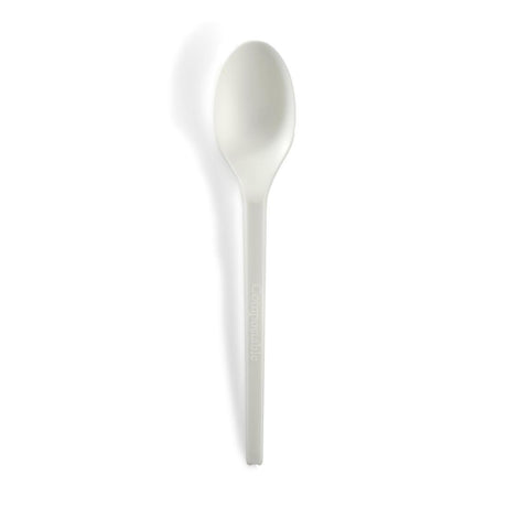 BioPak FK419 BioPak Bio Cutlery PLA Spoon White - 16.5cm 6 1/2" (Box 1000) - HospoStore