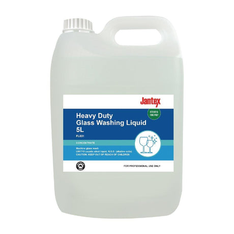 FL831 Jantex Heavy Duty Glasswashing Liquid Concentrate - 5Ltr (Pack of 3) (Direct) - HospoStore