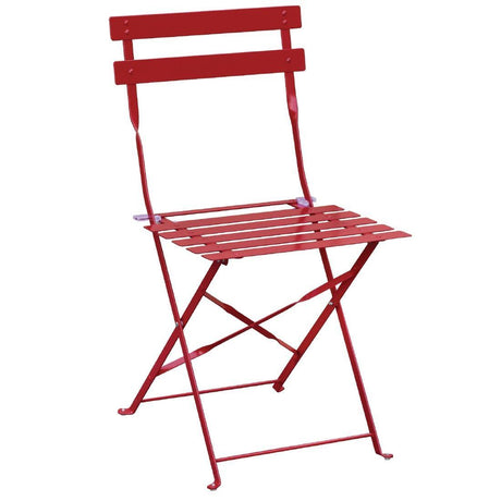 Bolero GH555 Bolero Red Pavement Style Steel Folding Chairs (Pack 2) - HospoStore