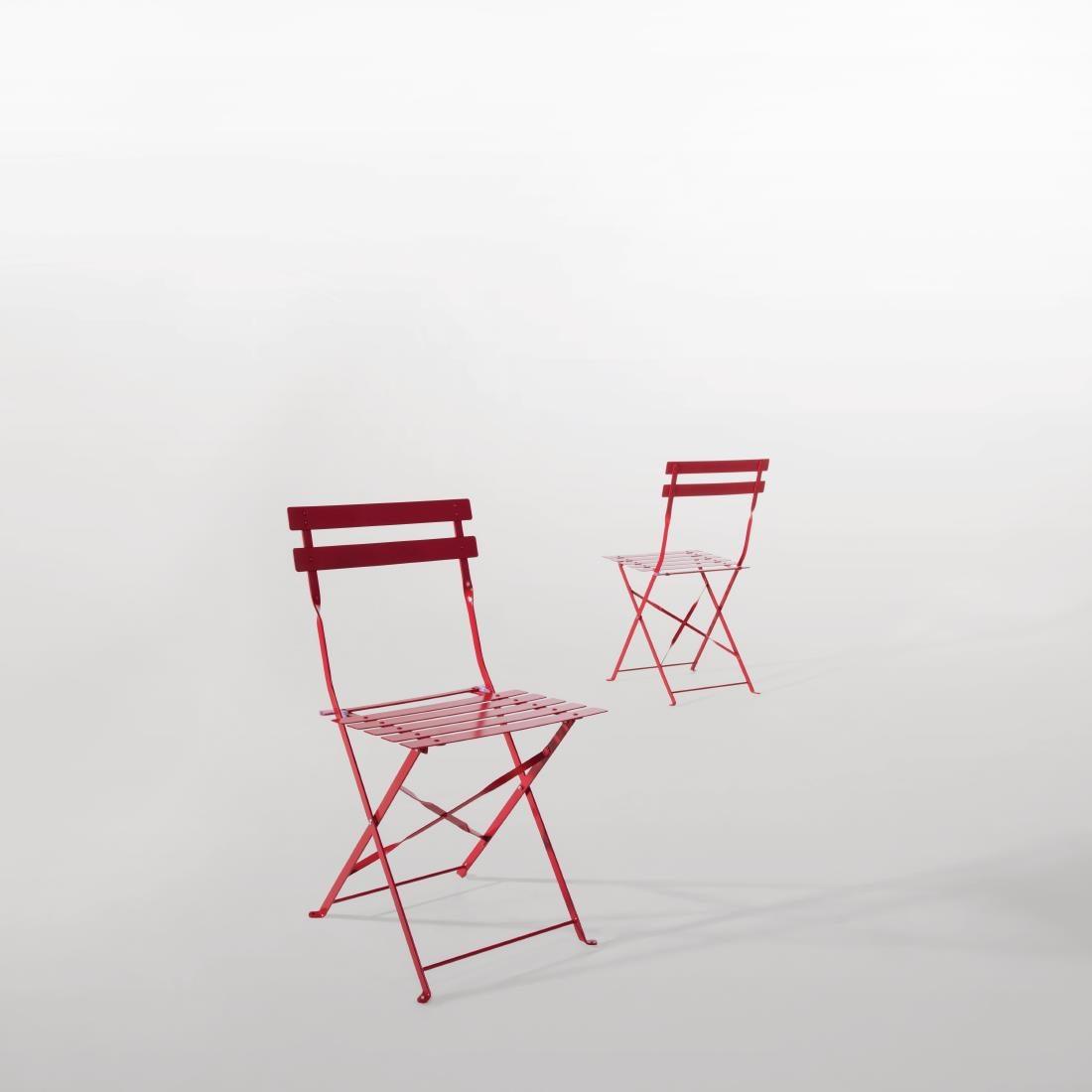 Bolero GH555 Bolero Red Pavement Style Steel Folding Chairs (Pack 2) - HospoStore
