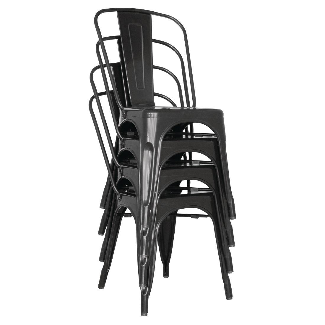 Bolero GL331 Bolero Black Steel Bistro Side Chair (Pack 4) - HospoStore