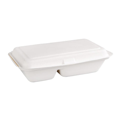 Fiesta Compostable Bagasse Food Container 9x6" 2 Compartment (Pack 200) - HospoStore