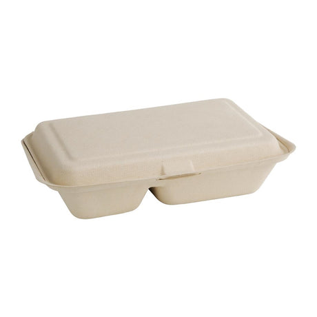 Fiesta Compostable Bagasse Food Container 9x6" 2 Comp Nat Colour (Pack 200) - HospoStore