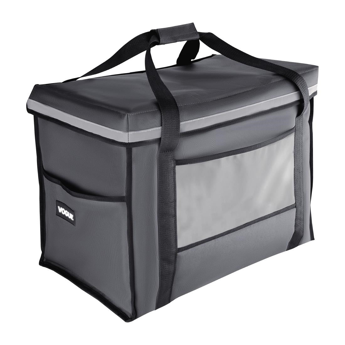 Vogue Insulated Folding Delivery Bag Grey - 540x360x430mm 21x14x17" - HospoStore