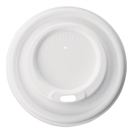 Fiesta Compostable Bagasse Hot Cup Lid - 90mm for 12oz Cup (Pack 1000) - HospoStore