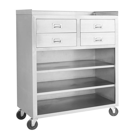 MS116 Mobile cabinet with 4 Drawers and 3 Shelves - HospoStore