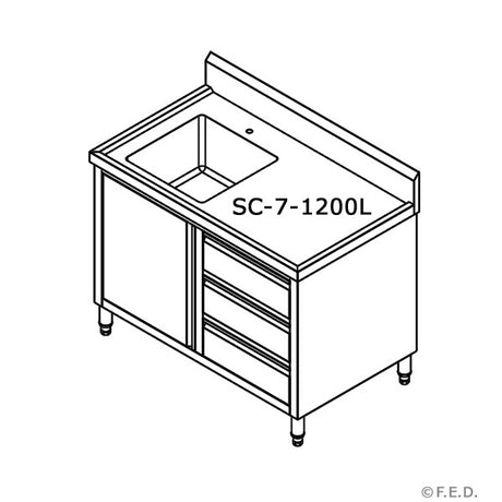 SC-7-1200L-H CABINET WITH LEFT SINK - HospoStore