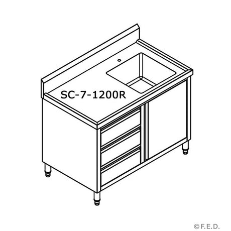 SC-7-1200R-H CABINET WITH RIGHT SINK - HospoStore