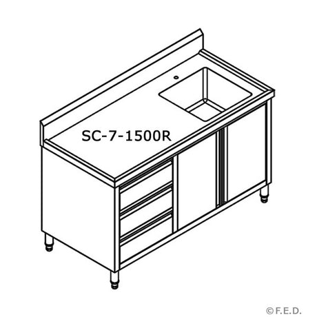 SC-7-1500R-H CABINET WITH RIGHT SINK - HospoStore