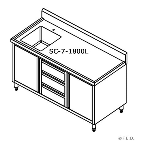 SC-7-1800L-H CABINET WITH LEFT SINK - HospoStore