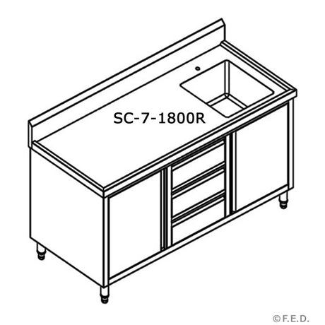 SC-7-1800R-H CABINET WITH RIGHT SINK - HospoStore