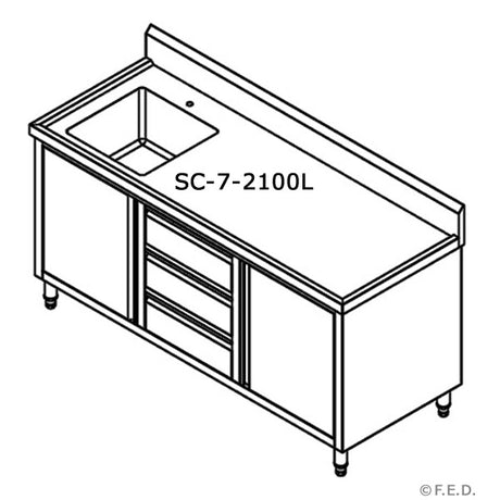 SC-7-2100L-H CABINET WITH LEFT SINK - HospoStore