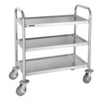 Vogue Stainless Steel 3 Tier Clearing Trolley Small - HospoStore