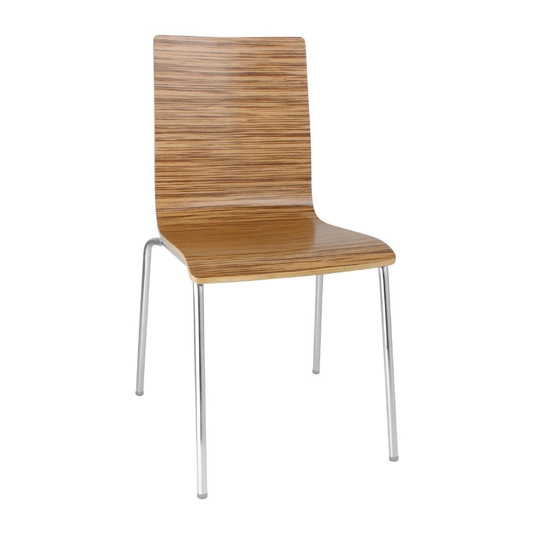 Bolero Square Back Side Chair Zebrano (Pack of 4) - HospoStore