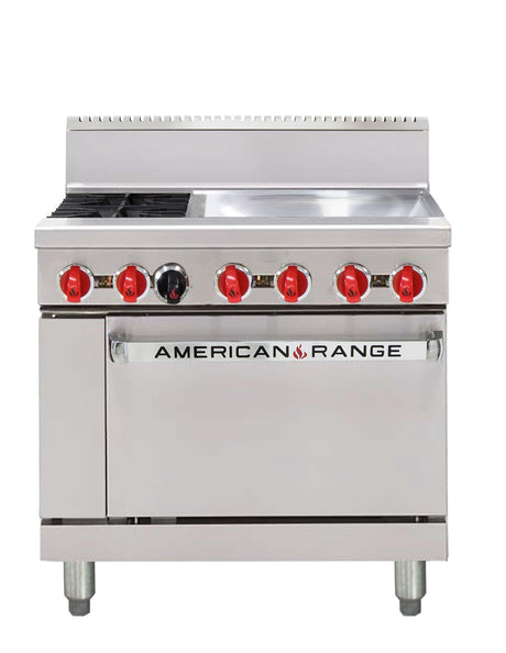 American Range 914mm Oven Range AAR.2B.24G - 2 Burners and Griddle Plate with Gas Oven - HospoStore