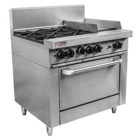 Trueheat RCR9-4-3G-NG RC Series 900mm Wide 4 Burner Combination Range With Oven - HospoStore