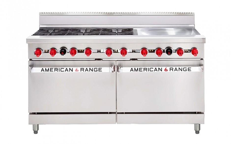 American Range 1524mm Oven Range AAR.6B.24G - 6 Burners and Griddle with 2 Gas Ovens - HospoStore