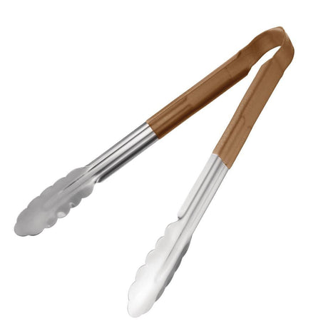 Vogue Colour Coded Brown Serving Tongs 300mm - HospoStore