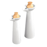 Olympia CB705 Olympia Whiteware Vinegar & Oil bottle set with Wooden Base & Stoppers (Box 1) - HospoStore