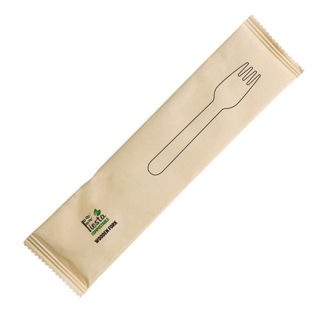 Fiesta CH083 Fiesta Compostable Individually Wrapped Fork (Pack 500) - HospoStore
