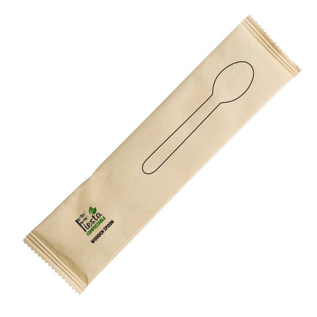 Fiesta Compostable CH084 Fiesta Compostable Individually Wrapped Spoon (Pack 500) - HospoStore