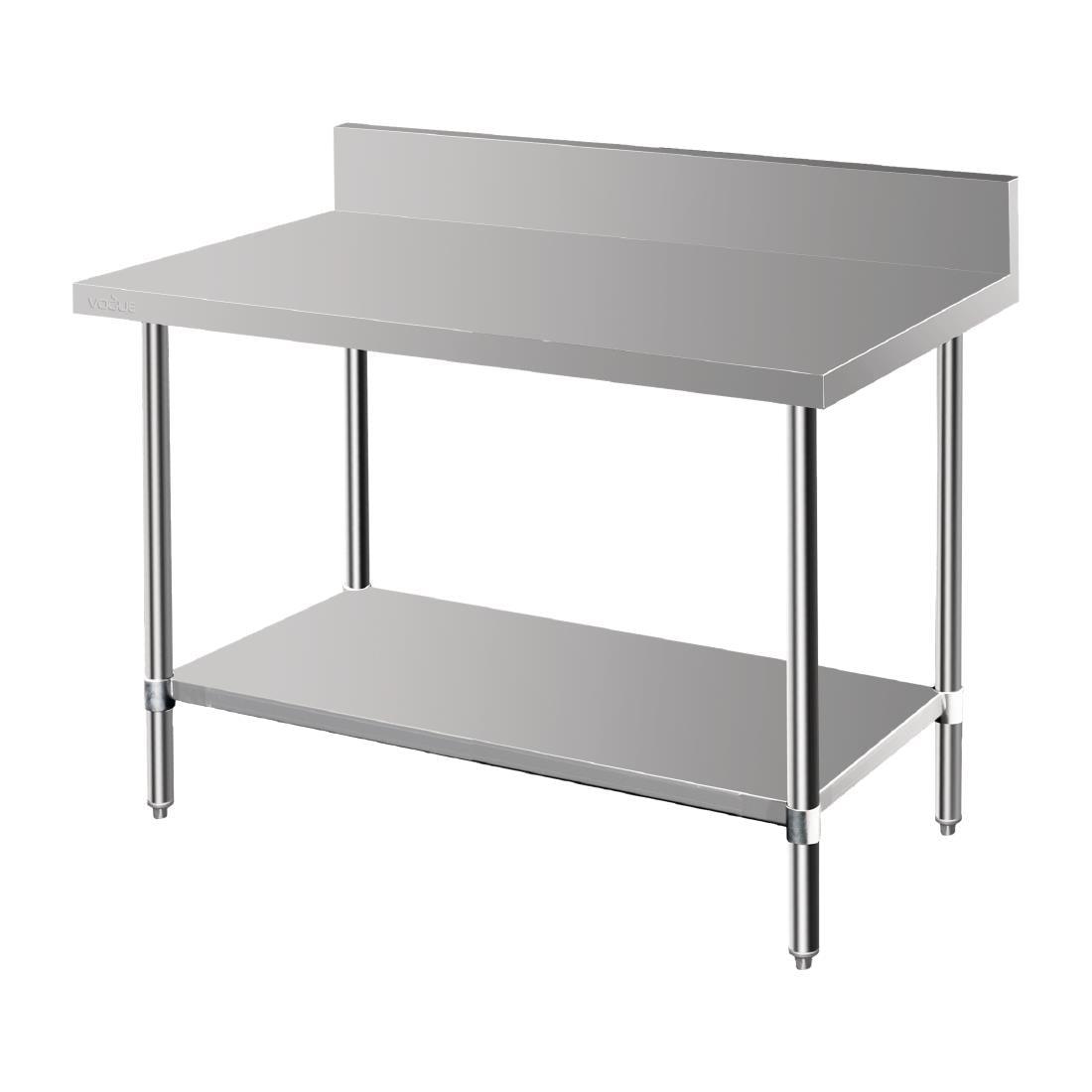 Vogue DA337 Vogue Premium 304 Stainless Steel Table with Upstand - 600x600x900mm - HospoStore