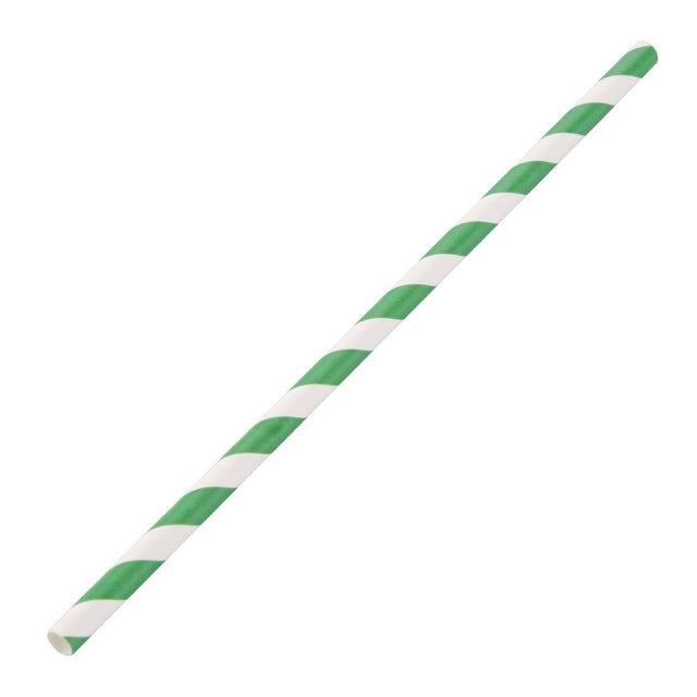 Fiesta DE928 Fiesta Green Paper Straw Green & White Stripe - 6mm (Box 250) - HospoStore