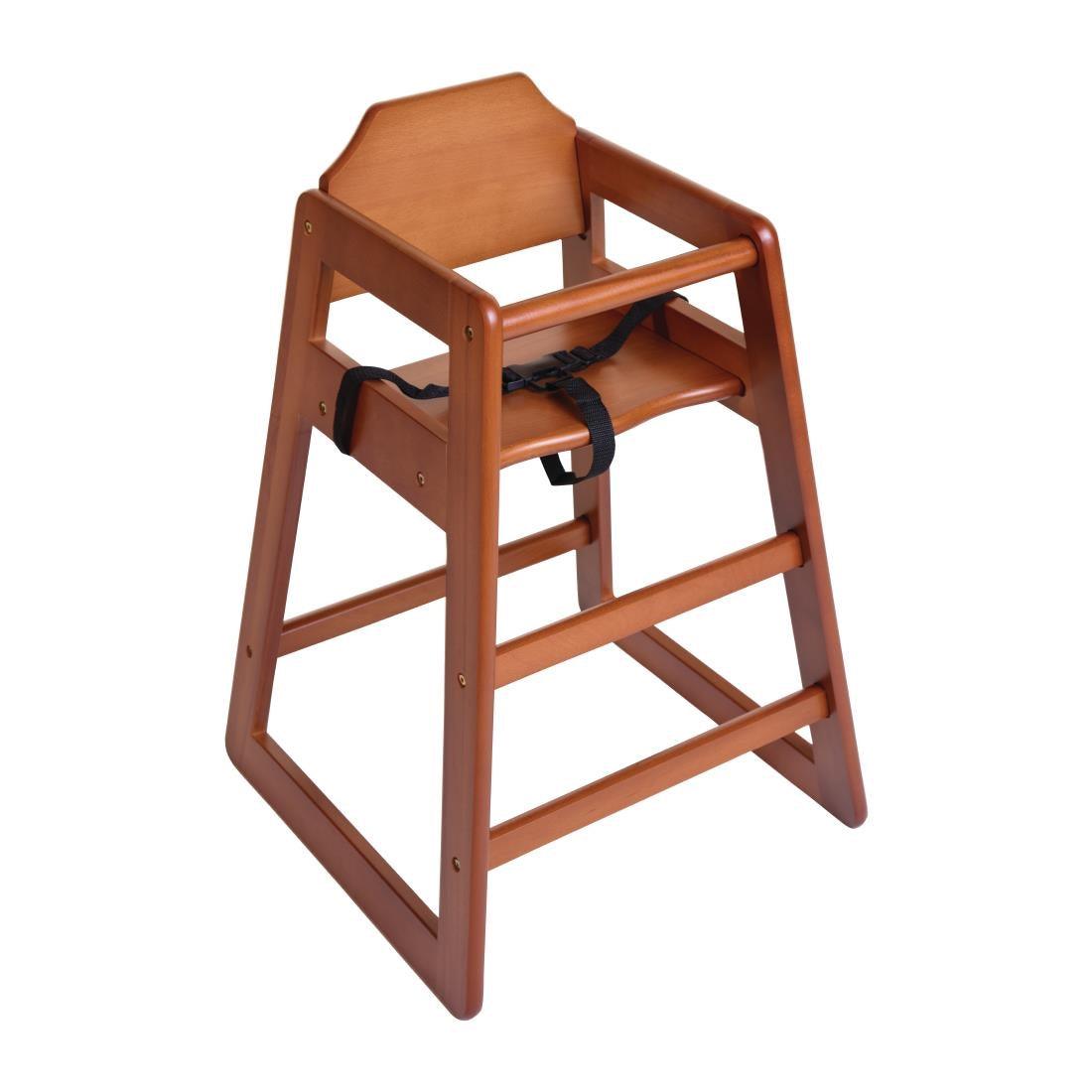 Bolero Wooden High Chair Dark Wood Finish - HospoStore