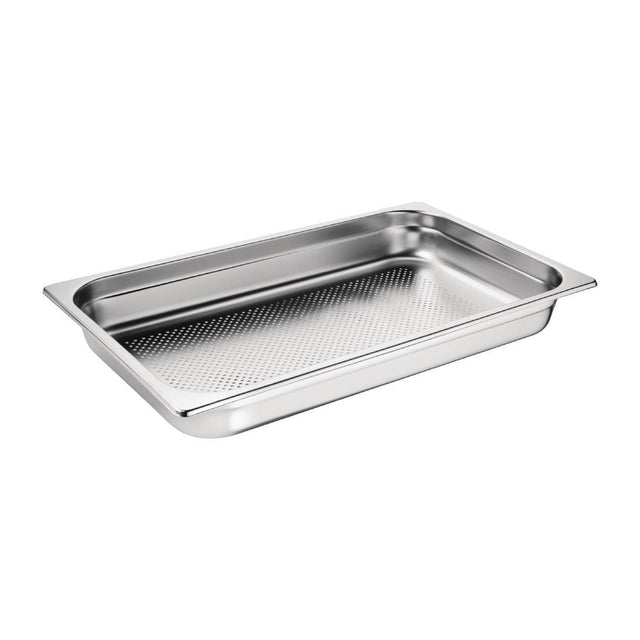 Vogue Stainless Steel Perforated 1/1 Gastronorm Tray 65mm - HospoStore