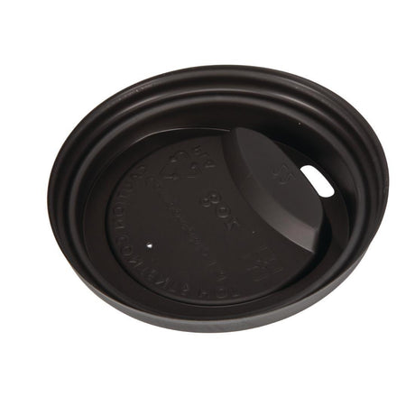 Fiesta Compostable DS054 Fiesta Compostable Lid for Hot Cups- Black 8oz (Sleeve 50) - HospoStore