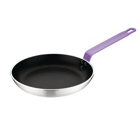 Vogue Non Stick Teflon Aluminium Frying Pan with Purple Handle 200mm - HospoStore