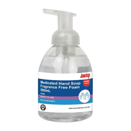 FL863 Jantex Medicated Hand Soap Fragrance Free Foam - 500ml - HospoStore
