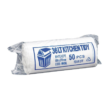 FL876 PR BUSTER - Jantex Kitchen Tidy Garbage Bag White - Medium - 36Ltr (Box 50) - HospoStore