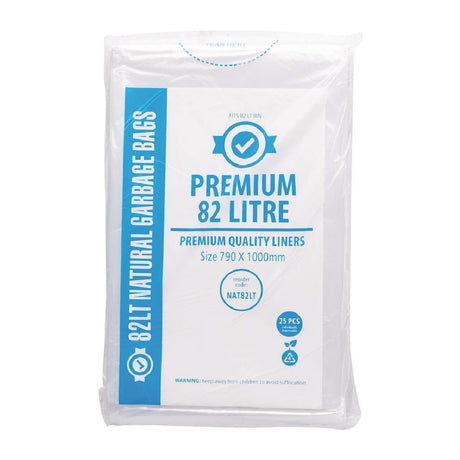 FL885 Jantex Premium Food Safe Garbage Bag Clear - 82Ltr (Box 25) - HospoStore