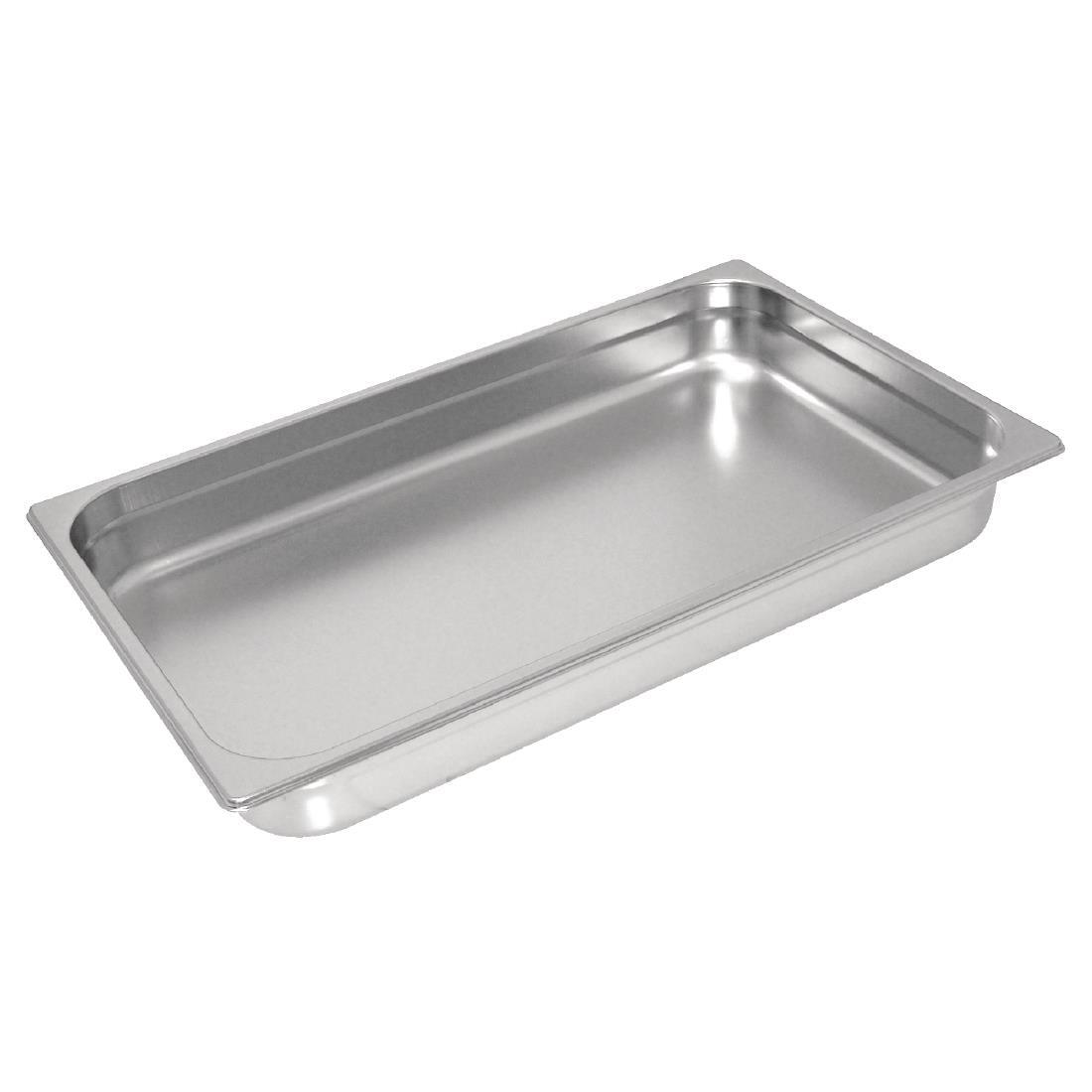 Vogue Heavy Duty Stainless Steel 1/1 Gastronorm Tray 65mm - HospoStore