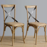 Bolero GG656 Bolero Wooden Dining Chair with Metal Cross Backrest (Box 2) Natural Finish - HospoStore
