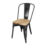 Bolero GG707 Bolero Black Steel Dining Sidechair with Wooden Seatpad (Pack 4) - HospoStore