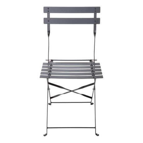 Bolero GH553 Bolero Black Pavement Style Steel Folding Chairs (Pack 2) - HospoStore