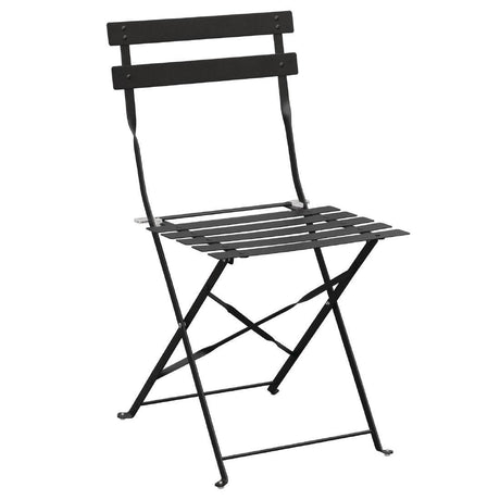 Bolero Black Pavement Style Steel Folding Chairs (Pack of 2) - HospoStore