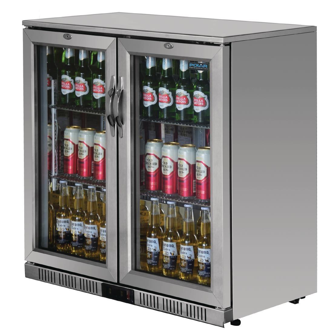 Polar GL008-A Polar G-Series Back Bar Cooler with Hinged Doors Stainless Steel - 208Ltr - HospoStore