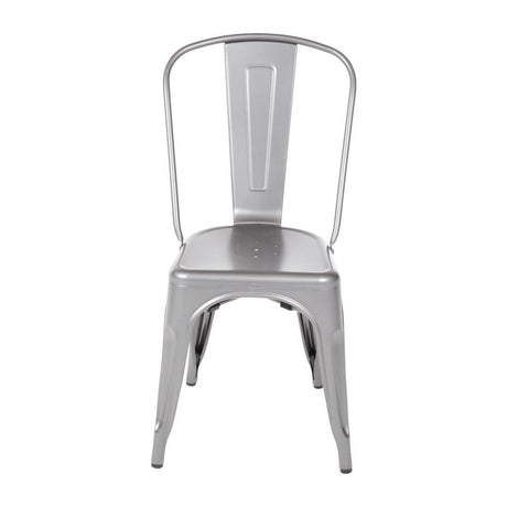 Bolero GL329 Bolero Gun Metal Grey Steel Bistro Side Chair (Pack 4) - HospoStore