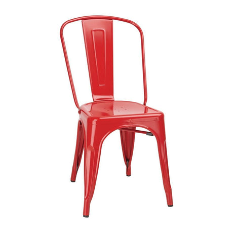Bolero Red Steel Bistro Side Chair (Pack of 4) - HospoStore
